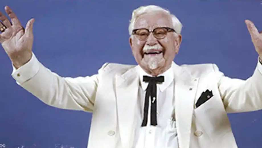 Coronel Sanders exitoso y feliz como influencer de los 70s